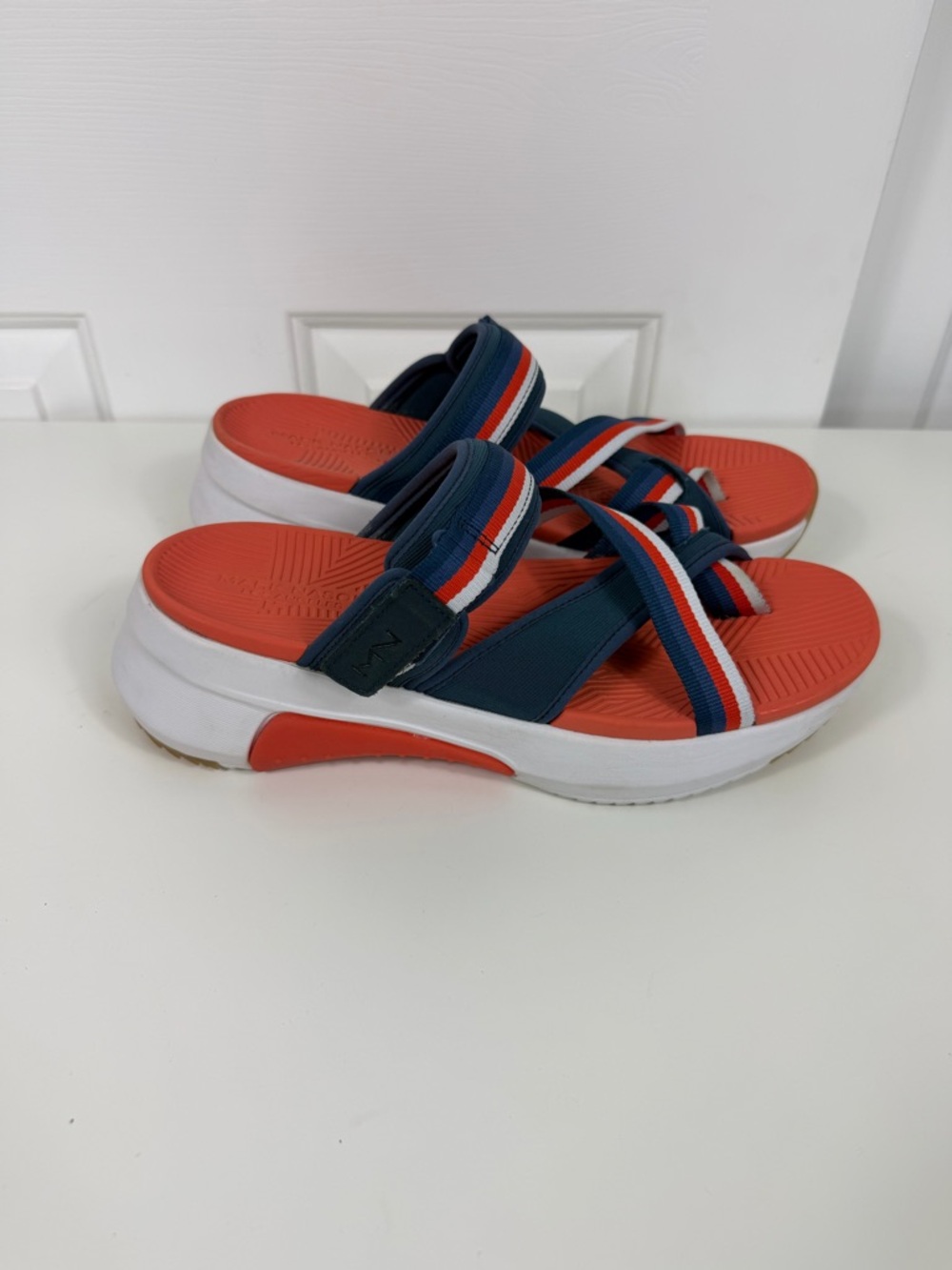 Mark Nason Women’s 9‎ Blue White Modern Jogger 2.0 Bonnie Platform Chunky Sandal